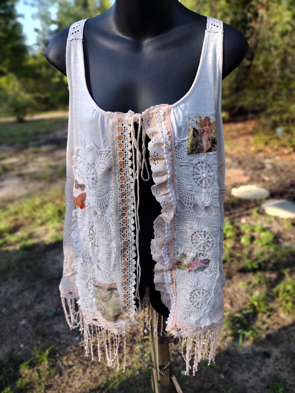 Boho Crochet Fringe Vest - Wearable Art